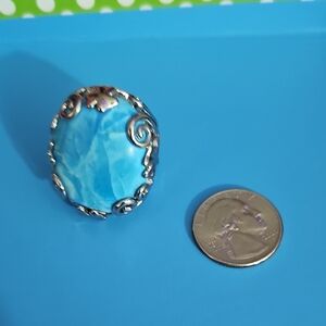 Elegant Silver and Blue Statement Ring